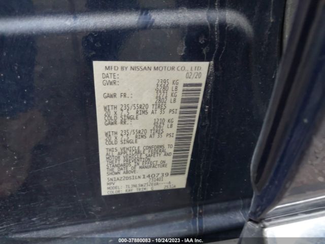5N1AZ2DS1LN140739 Nissan Murano Platinum
