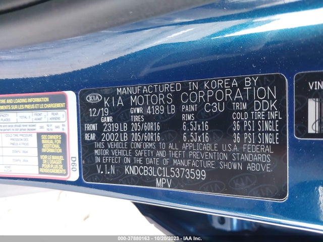 KIA Niro Lxs 2020 KNDCB3LC1L5373599 Image 9