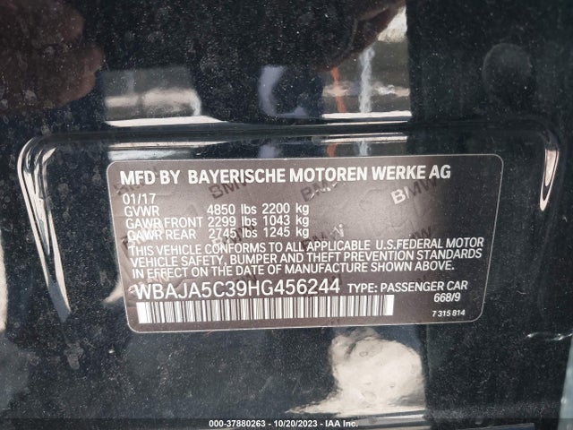 BMW 530I 2017 WBAJA5C39HG456244 Image 9