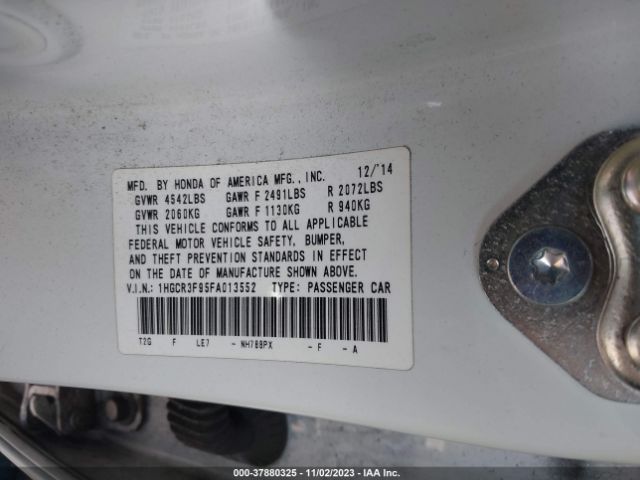 1HGCR3F95FA013552 Honda Accord Sedan Touring