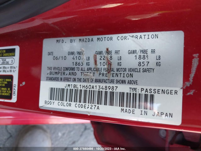 2010 MAZDA MAZDA3 S SPORT VIN: JM1BL1H60A1348987
