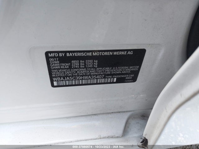 2017 BMW 530I VIN: WBAJA5C39HWA35407