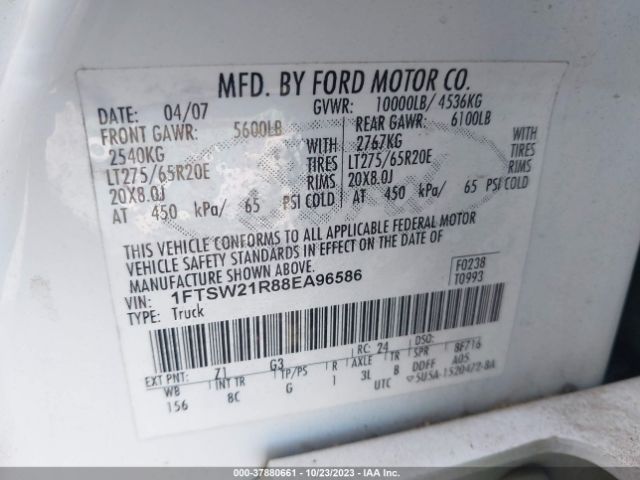 2008 FORD F-250 1FTSW21R88EA96586 Photo 8