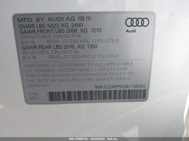 WA1C2AFP9GA114062 Audi Q5 PREMIUM