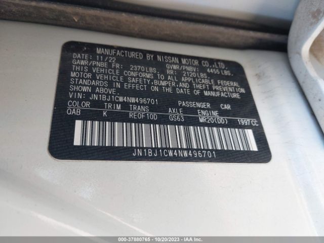 JN1BJ1CW4NW496701 Nissan Rogue Sport Sl