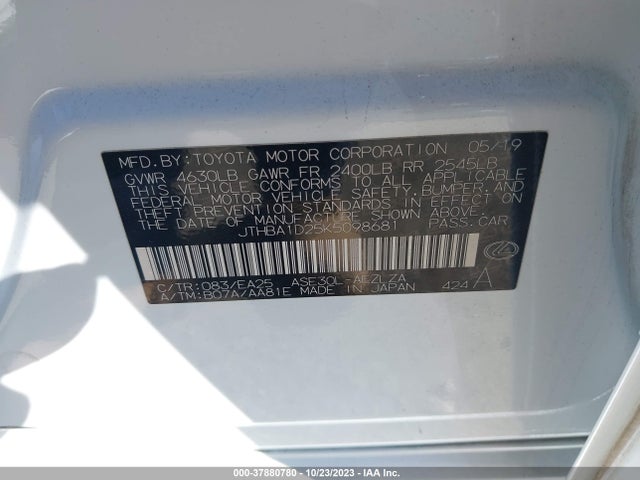 Продажа на аукционе авто 2019 Lexus Is 300, vin: JTHBA1D25K5098681, номер лота: 37880780