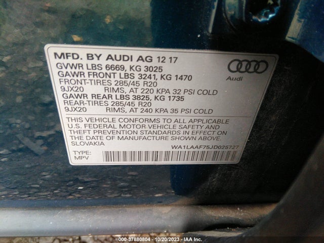 Audi Q7 Premium Plus 2018 WA1LAAF75JD025727 Image 9
