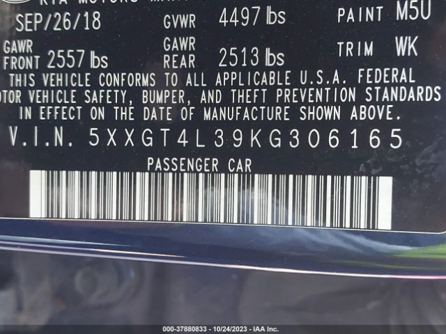 5XXGT4L39KG306165 KIA Optima S