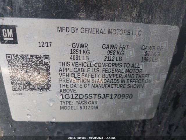 Chevrolet MALIBU LT 2018 1G1ZD5ST5JF170930 Image 9