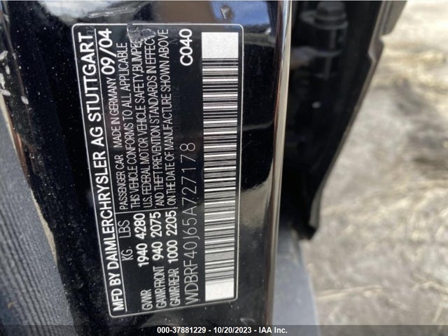 2005 MERCEDES-BENZ C VIN: WDBRF40J65A727178