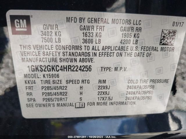 1GKS2GKC4HR224256 GMC Yukon Xl Slt