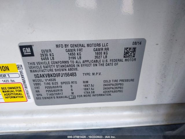 5GAKVBKD9FJ156483 Buick Enclave Leather