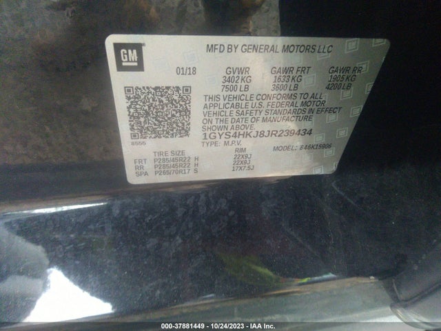 1GYS4HKJ8JR239434 Cadillac Escalade Esv Luxury