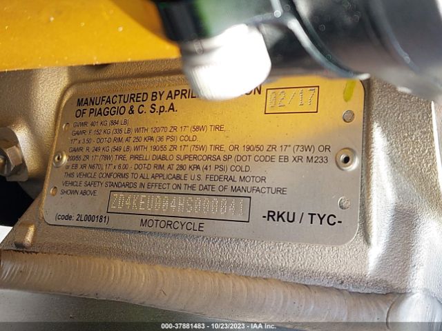 2017 APRILIA RSV4 ZD4KEU004HS000041 Photo 9