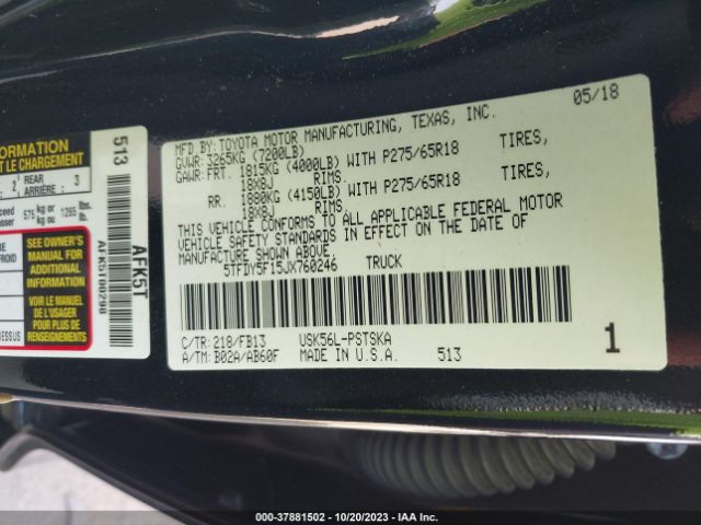 2018 TOYOTA TUNDRA 5TFDY5F15JX760246 Photo 8