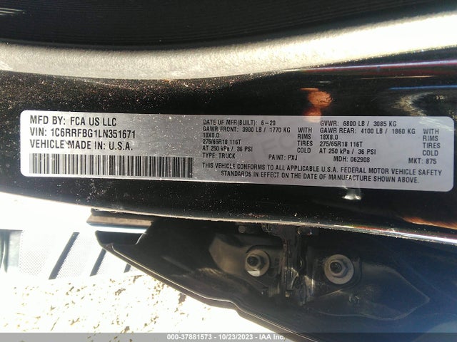 1C6RRFBG1LN351671 RAM 1500 Big Horn