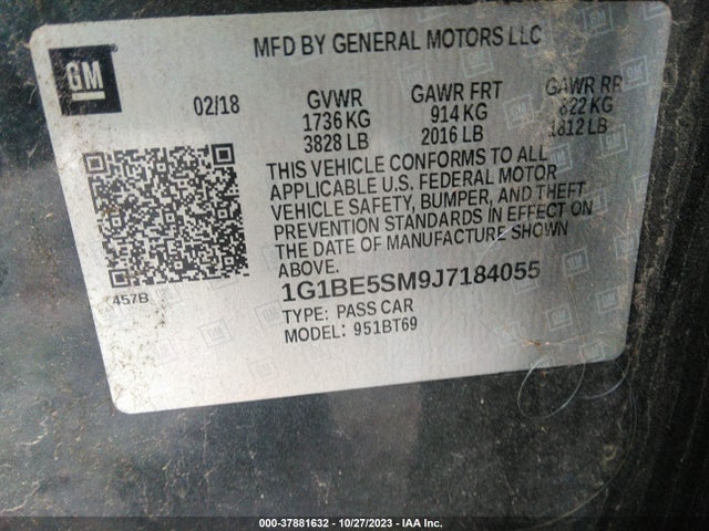 Chevrolet Cruze Lt Auto 2018 1G1BE5SM9J7184055 Image 9