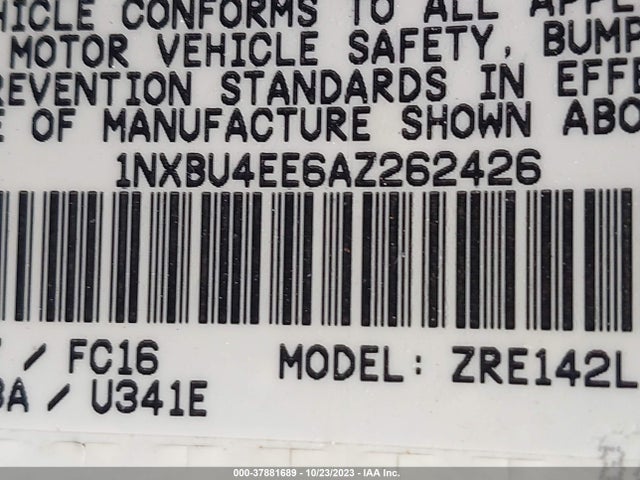 2010 TOYOTA COROLLA VIN: 1NXBU4EE6AZ262426