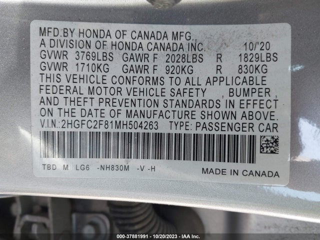 Honda Civic Sedan Sport 2021 2HGFC2F81MH504263 Image 9