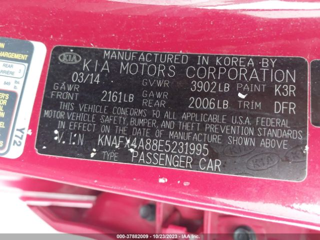 KNAFX4A88E5231995 KIA FORTE EX