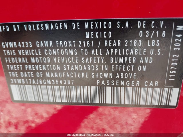 3VWB17AJ6GM354387 Volkswagen Jetta Sedan 1.8t Sport