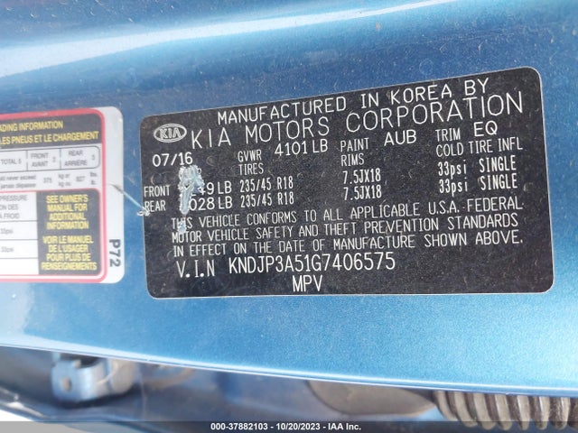 KIA SOUL + 2016 KNDJP3A51G7406575 Image 9