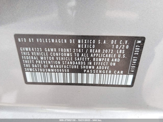 2021 VOLKSWAGEN JETTA 1.4T R-LINE/1.4T S/1.4T SE VIN: 3VWC57BU3MM006558