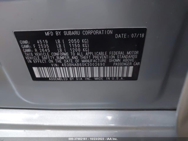 Subaru Legacy 2019 4S3BNAB60K3002690 Image 9