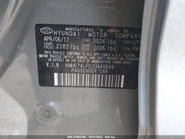 Hyundai ELANTRA SE 2018 KMHD74LF0JU449849 Image 9