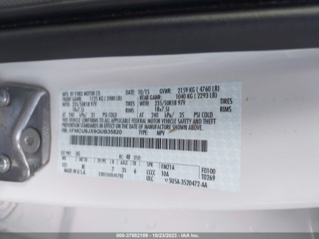 1FMCU9JX9GUB35820 Ford Escape Titanium