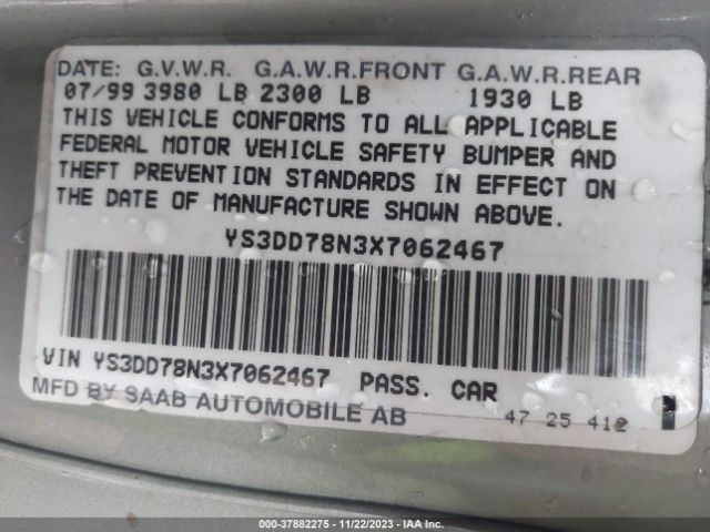 1999 SAAB 9-3 YS3DD78N3X7062467 Photo 8