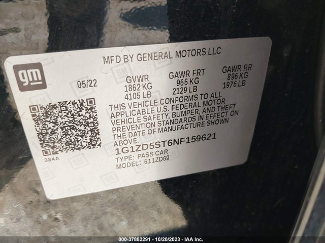 Chevrolet MALIBU LT 2022 1G1ZD5ST6NF159621 Image 9