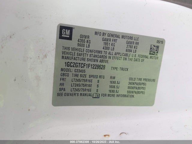 Chevrolet Express 3500 Work Van 2015 1GCZGTCF1F1228628 Image 9