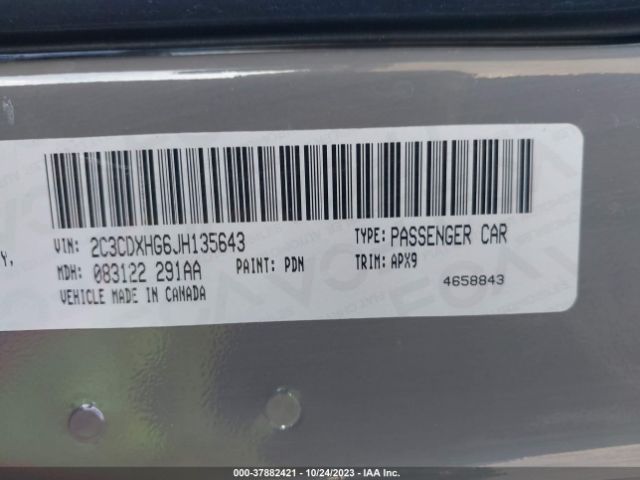 2C3CDXHG6JH135643 Dodge Charger Sxt Plus Rwd