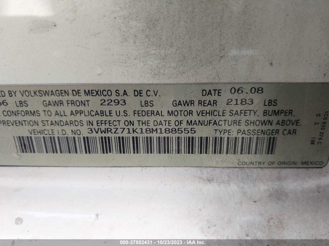 2008 VOLKSWAGEN JETTA SEDAN SE/SEL VIN: 3VWRZ71K18M188555