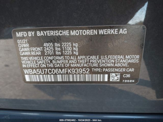 WBA5U7C06MFK93952 BMW 3 Series M340i