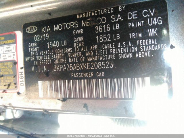 3KPA25ABXKE208523 KIA Rio 5-door S