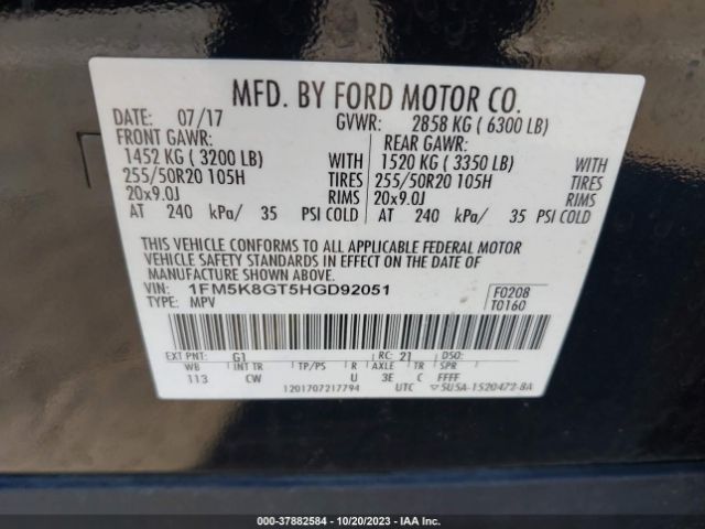 2017 FORD EXPLORER 1FM5K8GT5HGD92051 Photo 8