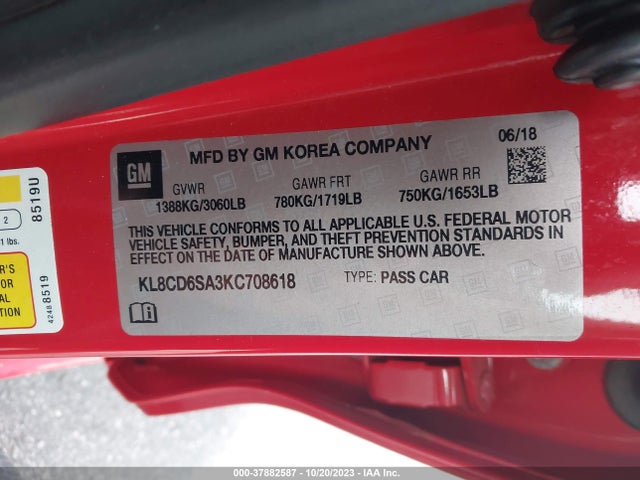 Chevrolet Spark Lt 2019 KL8CD6SA3KC708618 Image 9