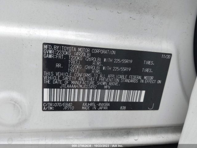 2021 TOYOTA VENZA JTEAAAAH7MJ023492 Photo 8