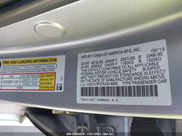 1HGCV3F57KA014950 Honda Accord Hybrid Ex-l