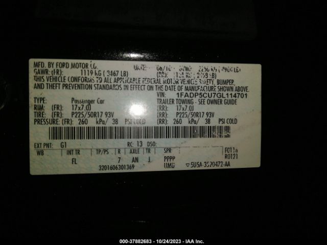 1FADP5CU7GL114701 Ford C-max Energi Sel
