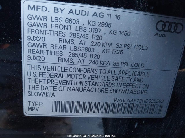 Audi Q7 Premium Plus 2017 WA1LAAF72HD035593 Image 9