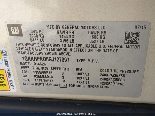1GKKRPKD6GJ127397 GMC ACADIA SLE