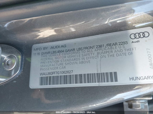 WAUJ8GFF7G1062627 Audi A3 2.0t Premium