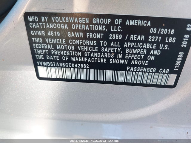 1VWBS7A36GC042862 Volkswagen Passat 1.8t Se