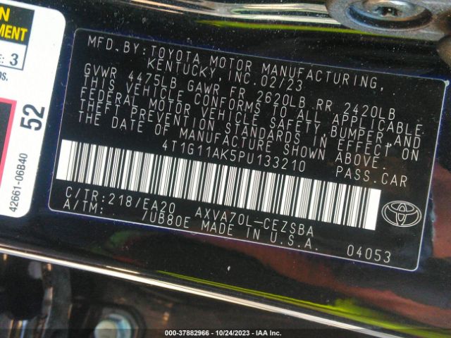 4T1G11AK5PU133210 Toyota Camry Se/se Nightshade