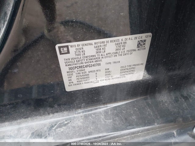 Chevrolet Silverado 1500 Lt 2015 3GCPCREC4FG240766 Image 9