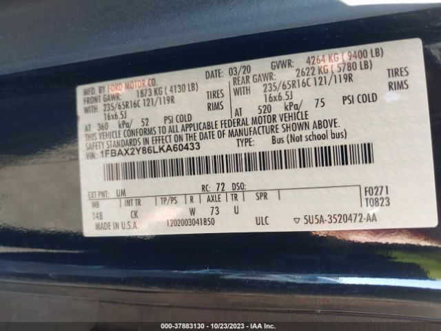 1FBAX2Y86LKA60433 Ford Transit Passenger Wagon Xl/xlt