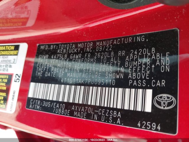 4T1G11AK7PU095110 Toyota Camry Se/se Nightshade